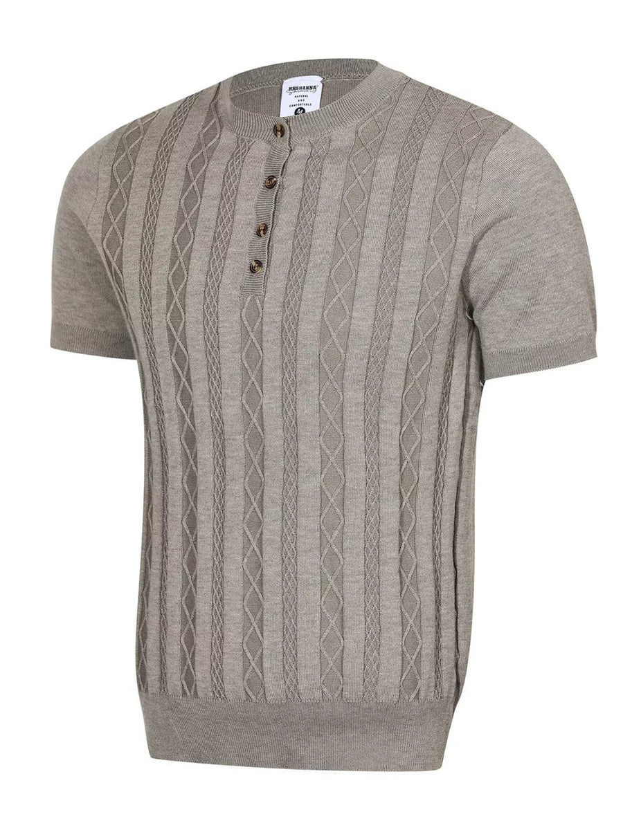 Men's Cable Knit Short Sleeve Top, view 11