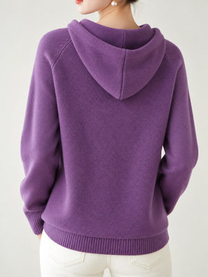 pullover sweater in Golden Camel with hooded and long sleeve
