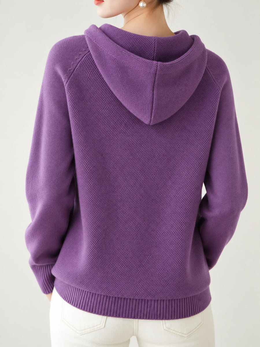 pullover sweater in Golden Camel with hooded and long sleeve