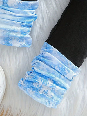 Light Blue with Children's Snowflake Hoodie And Leggings Set in Light Blue