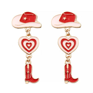 earrings in Pink with dangle and 2.2 inches