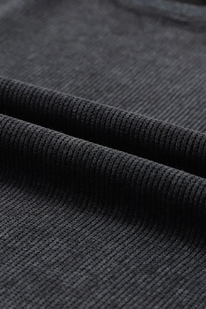 Black Textured Ribbed "Lucky" Sweatshirt