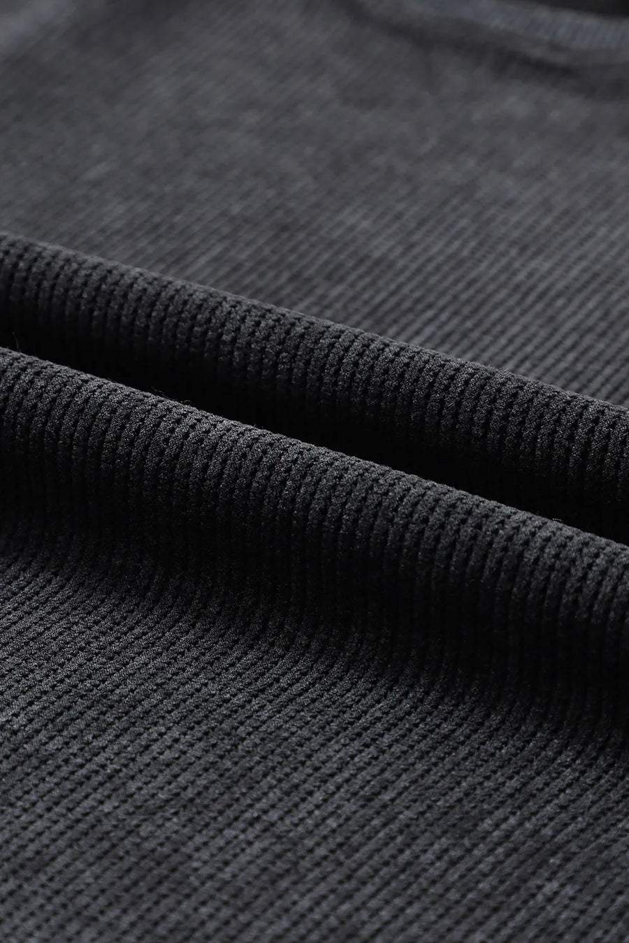 Black Textured Ribbed "Lucky" Sweatshirt