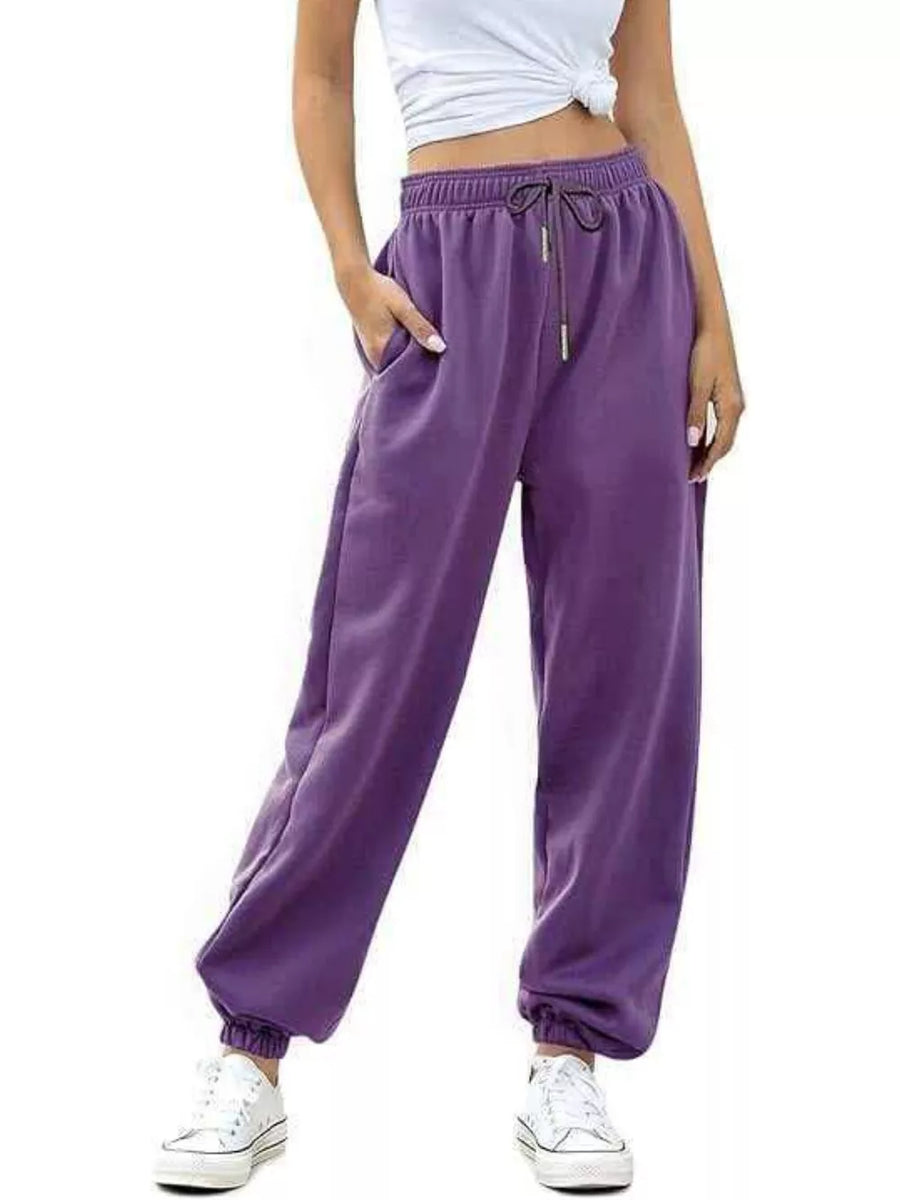 Loose Fit Drawstring Joggers in Pink, view 11