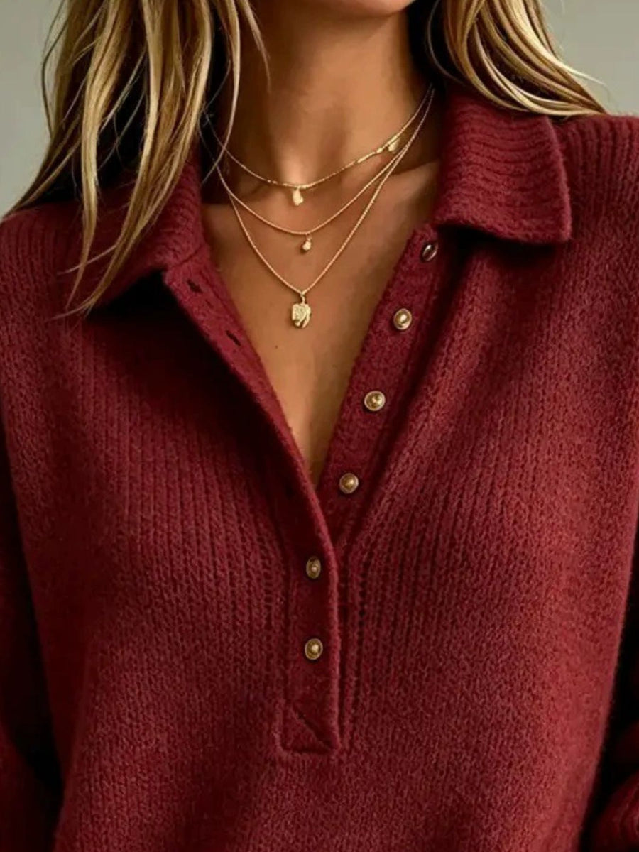 ivory relaxed pullover sweater with collared