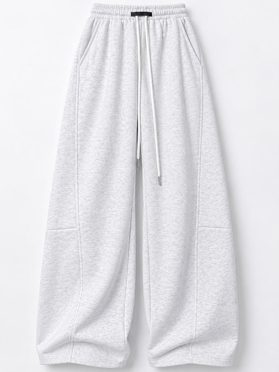 White-Spring And Fall-Tall sweatpants with full-length and drawstring