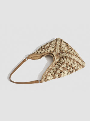beige shoulder bag with medium and open-top
