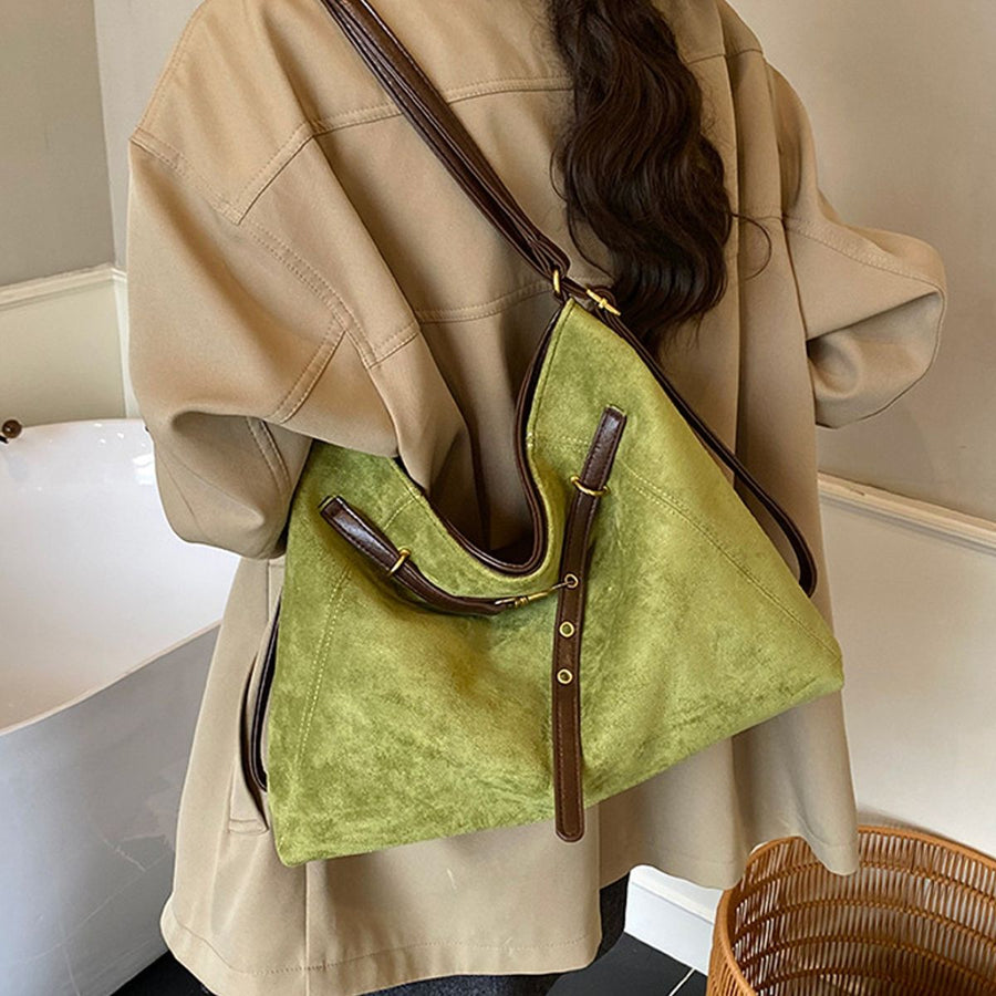 Suede Imported Size &amp handbag in dark brown with relaxed silhouette