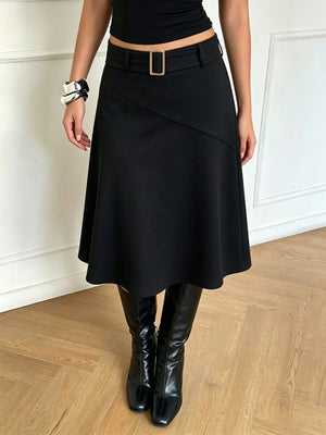 100% polyester Care instructions: Machine wash cold A-line skirt in Black with A-line silhouette