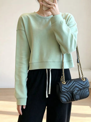 Yellow Crew Neck Drop Shoulder Sweatshirt