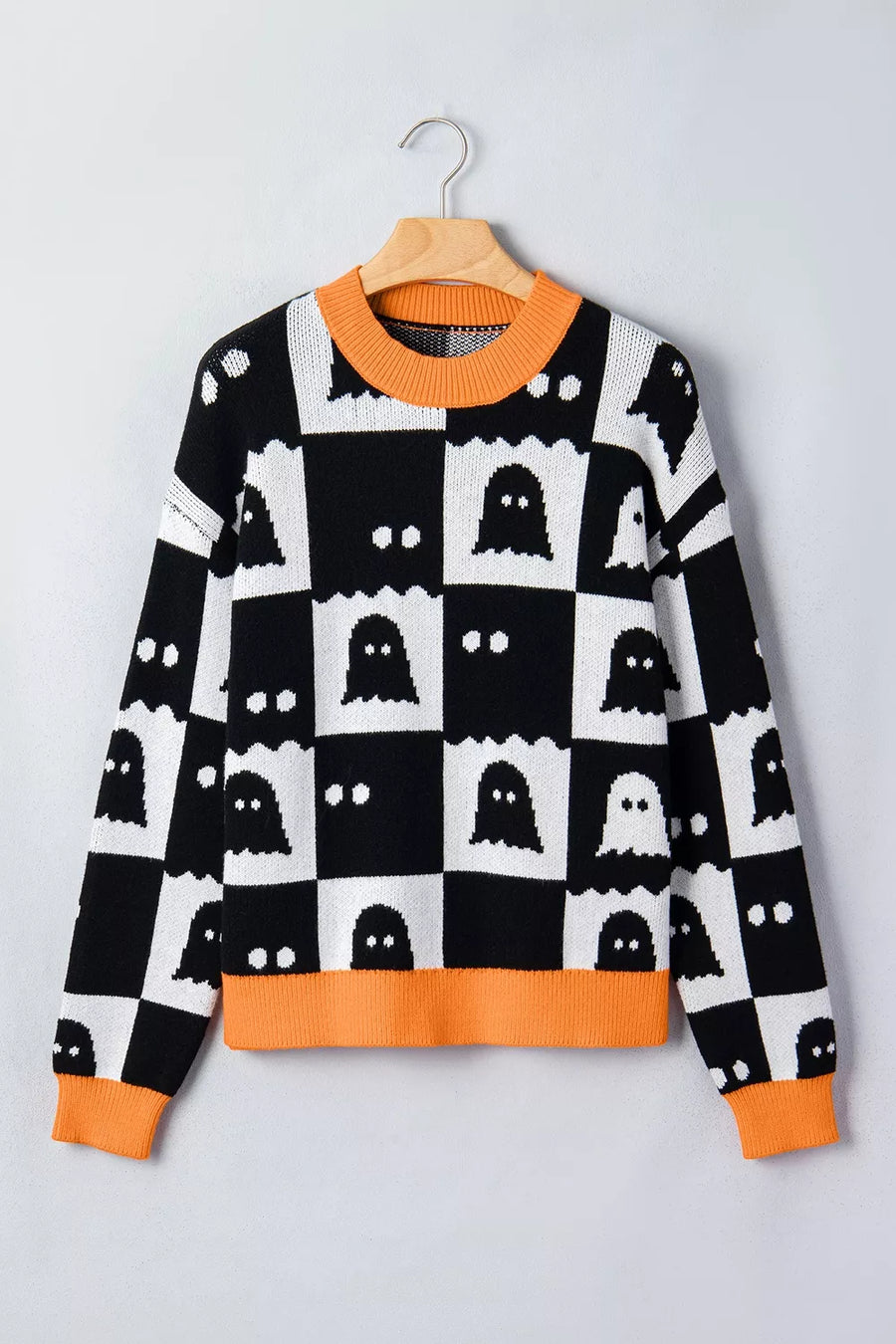 pullover sweater featuring checkerboard in Black with 52% viscose, 26% polyester, 22% polyamide Care instructions: Machine