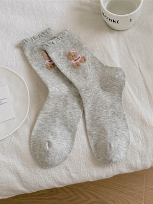 socks in heather gray featuring embroidered and fitted fit