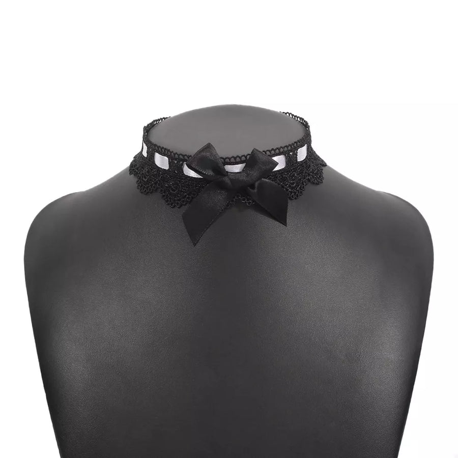 choker featuring floral in Black with 18K Gold-Plated, Alloy, lace, fabric Care instructions: Avoid wearing during exe