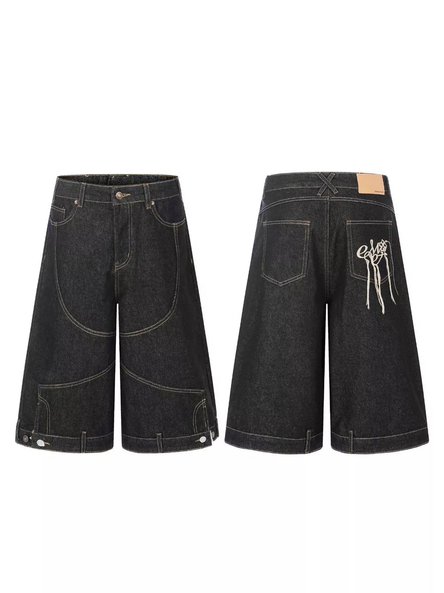 Black capris with capri and button-front