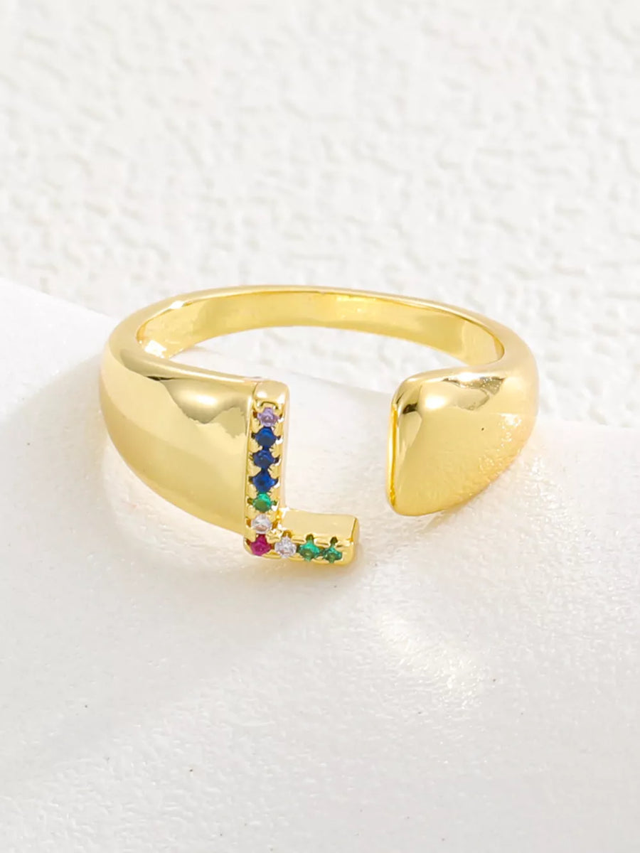 18k Gold-plated Zircon Letter Ring in X