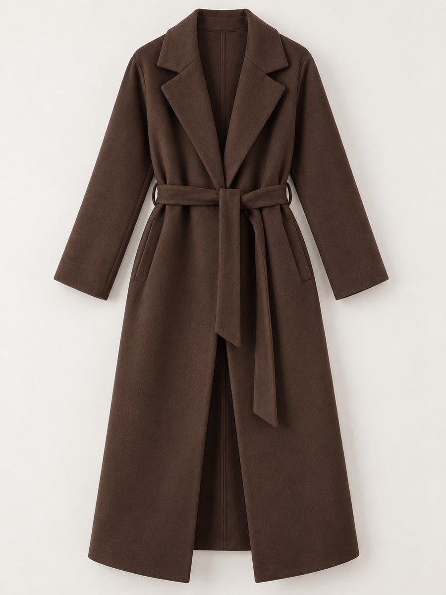 Polyester Care instructions: Hand wash or professionally dry clean overcoat in Brown with regular silhouette