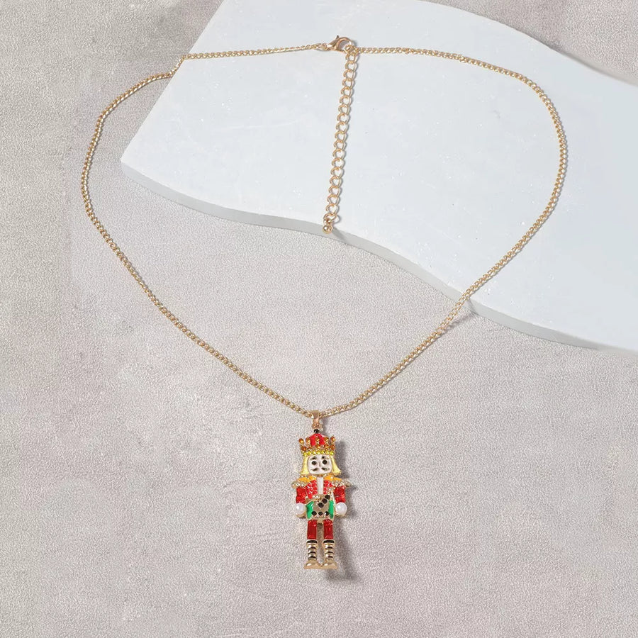 18k Gold-plated Nutcracker Pendant Necklace in gold with pendant