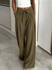 wide-leg pants in olive green featuring pocketed and wide-leg fit