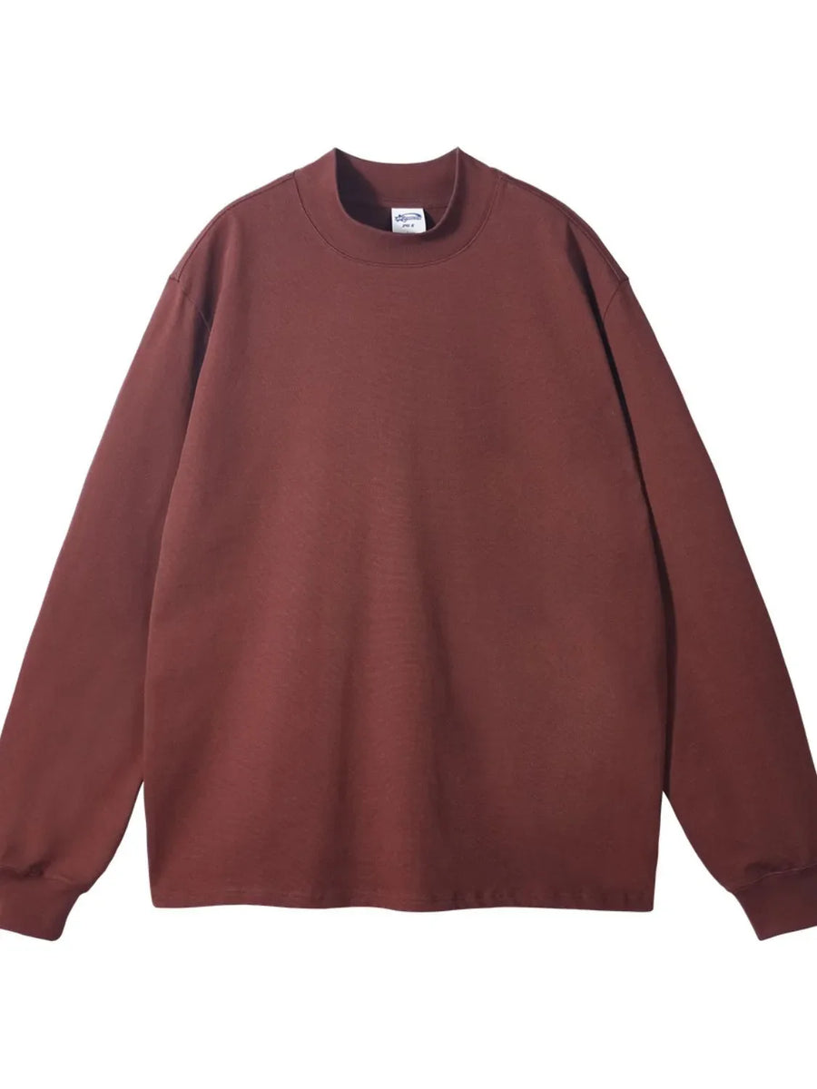Oversized crewneck long sleeve tee in coffee brown with a relaxed fit.