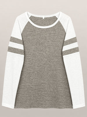 Color-Block Raglan Sleeve T-Shirt Plus Size in Green with raglan sleeve