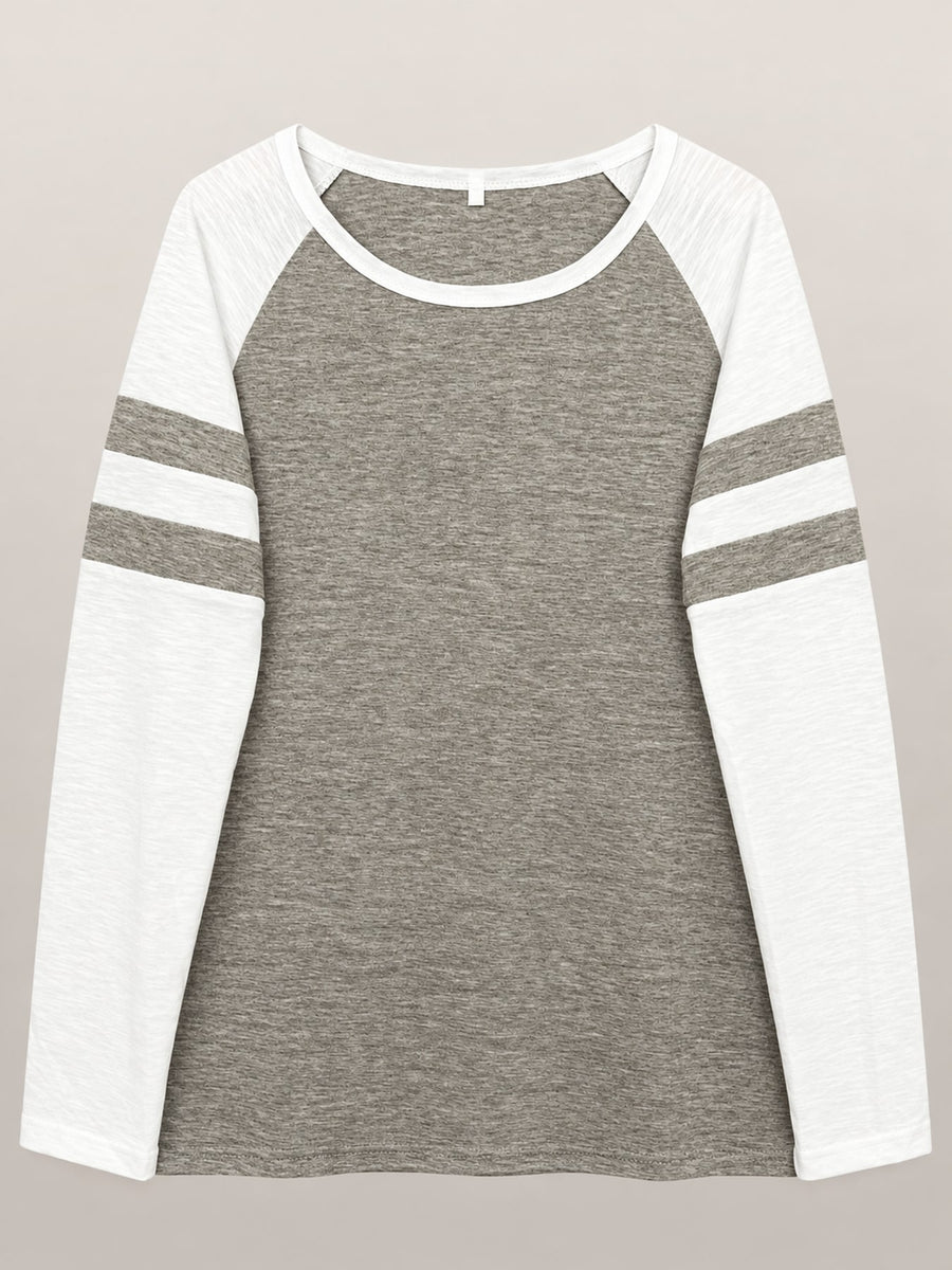 Color-Block Raglan Sleeve T-Shirt Plus Size in Green with raglan sleeve