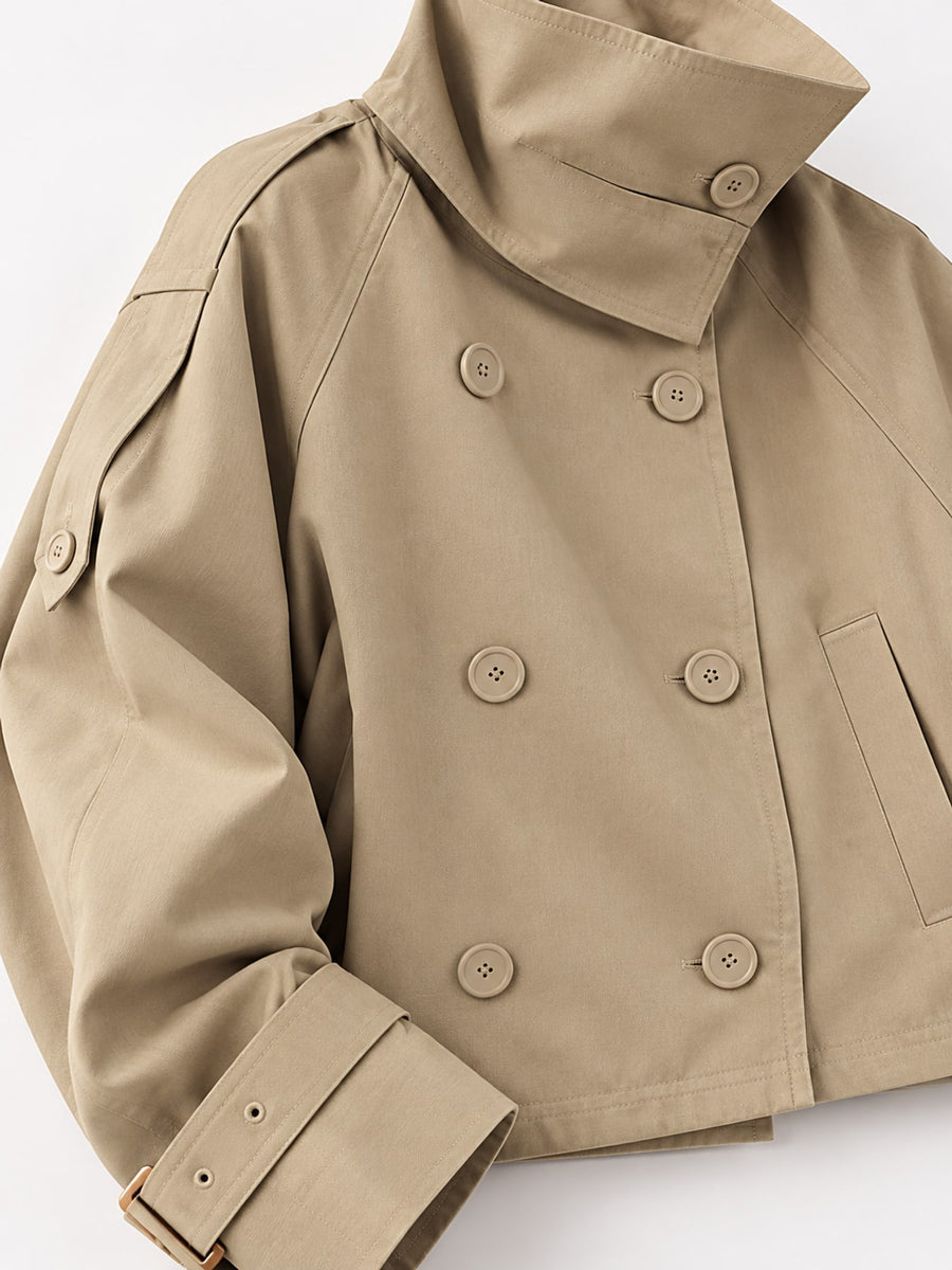 Black relaxed trench coat with collared