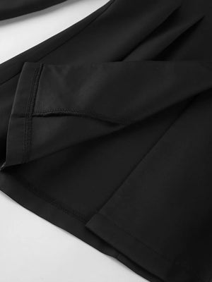 Button Down Pleated Blazer And Wide-leg Pants Set in Black, view 15