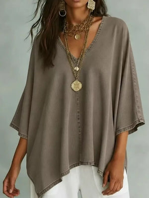 V-neck Batwing Sleeve T-shirt in Purple