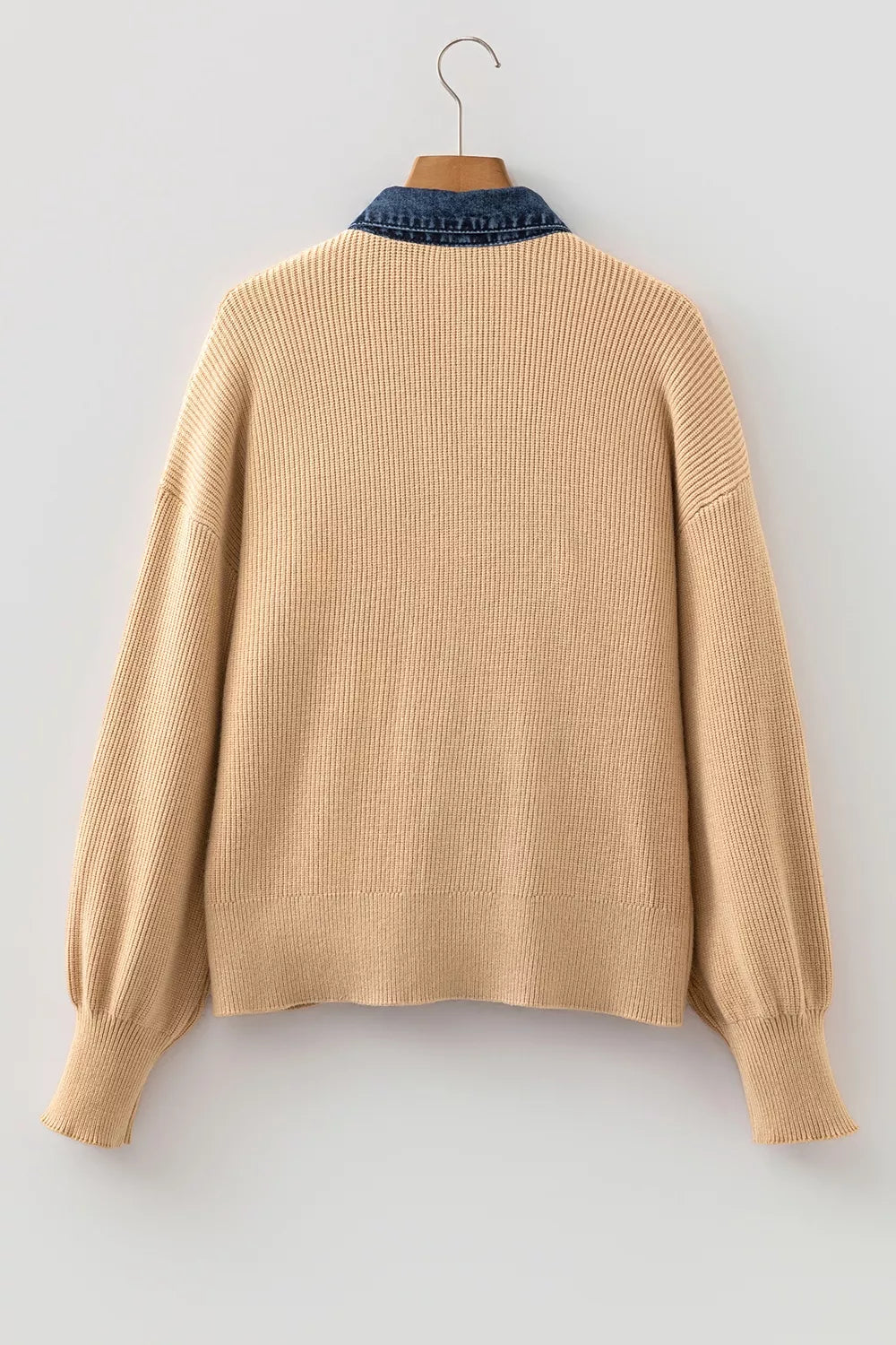 camel cardigan with drop shoulder and long sleeve