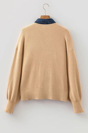 camel cardigan with drop shoulder and long sleeve