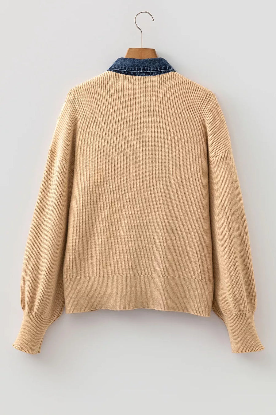 camel cardigan with drop shoulder and long sleeve