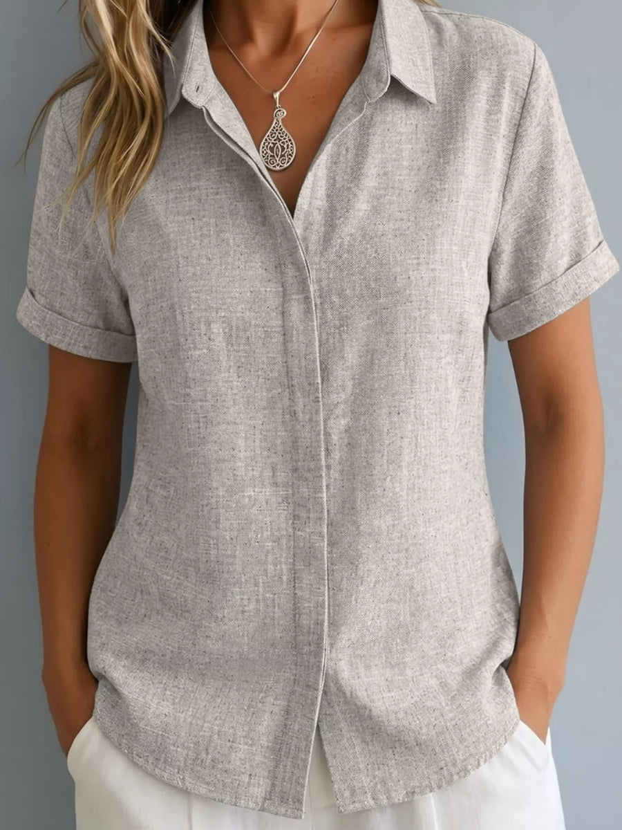 Black Full Size Collared Short Sleeve Shirt Plus Size
