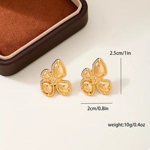 earrings featuring floral in gold with 18K Gold-Plated, Alloy Care instructions: Avoid wearing during exercise, as swea