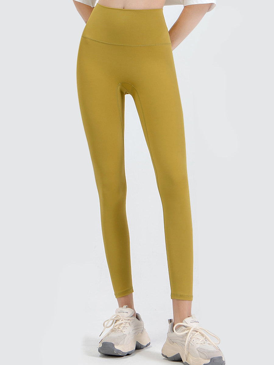 FlexFit Wideband Leggings in Banana Yellow, 7/8 length, high-waisted activewear pants.