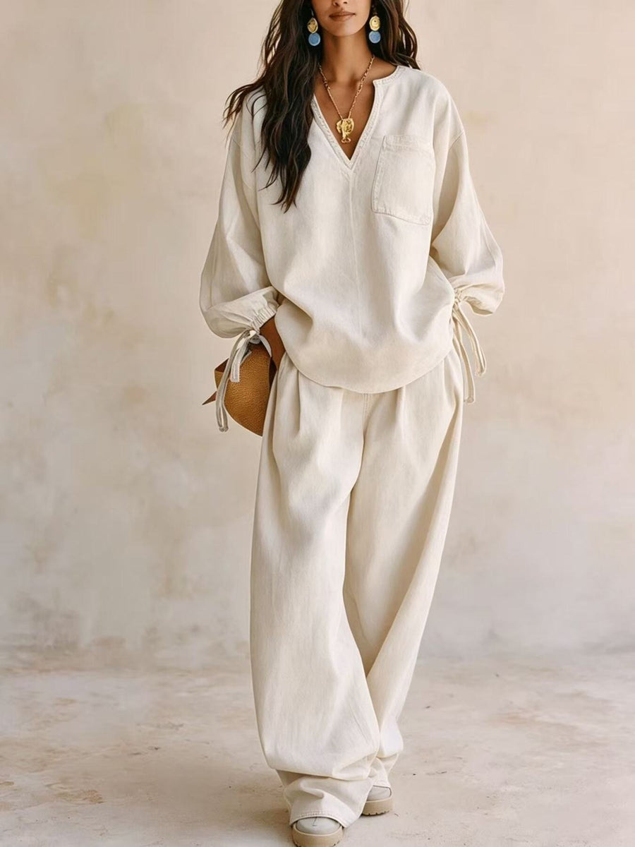 Light Blue lounge set with hip-length, full-length and pullover