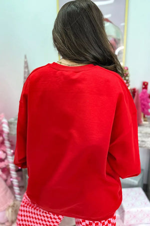 65% polyester, 35% cotton Care instructions: Machine wash cold pajama set in Red with relaxed silhouette