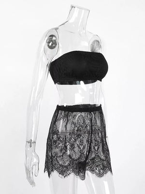 black relaxed lounge set with strapless
