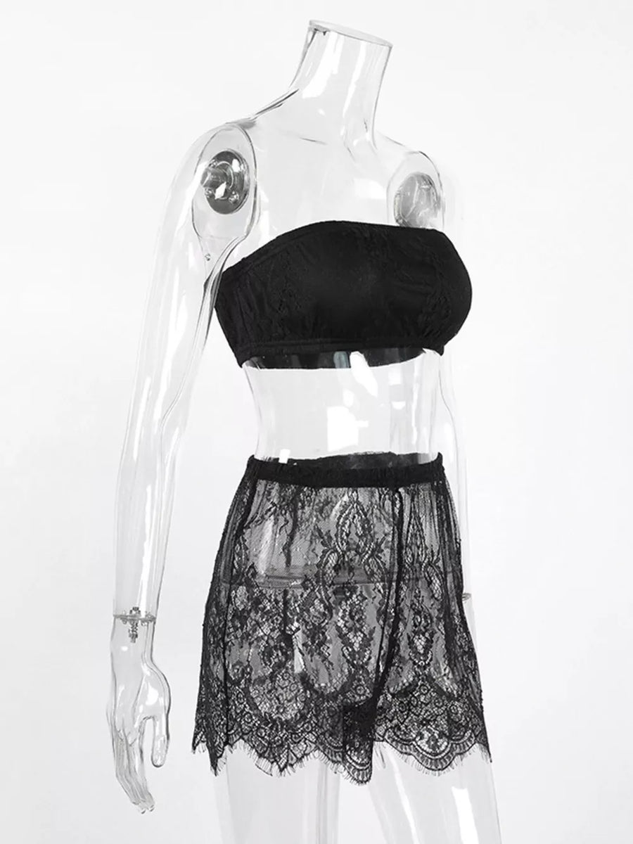 black relaxed lounge set with strapless