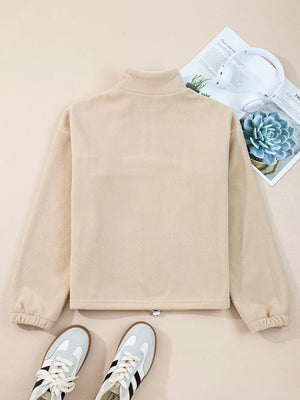 Fleece Colorblock Patchwork Zipped Neck Pullover option 7