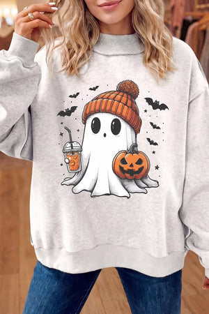 sweatshirt in light gray with graphic-print and reversible