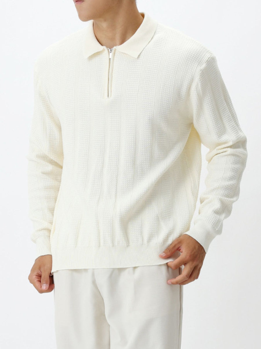 95%polyester,5%spandex Care instructions: Machine wash cold zip-up sweater in Cream with regular silhouette