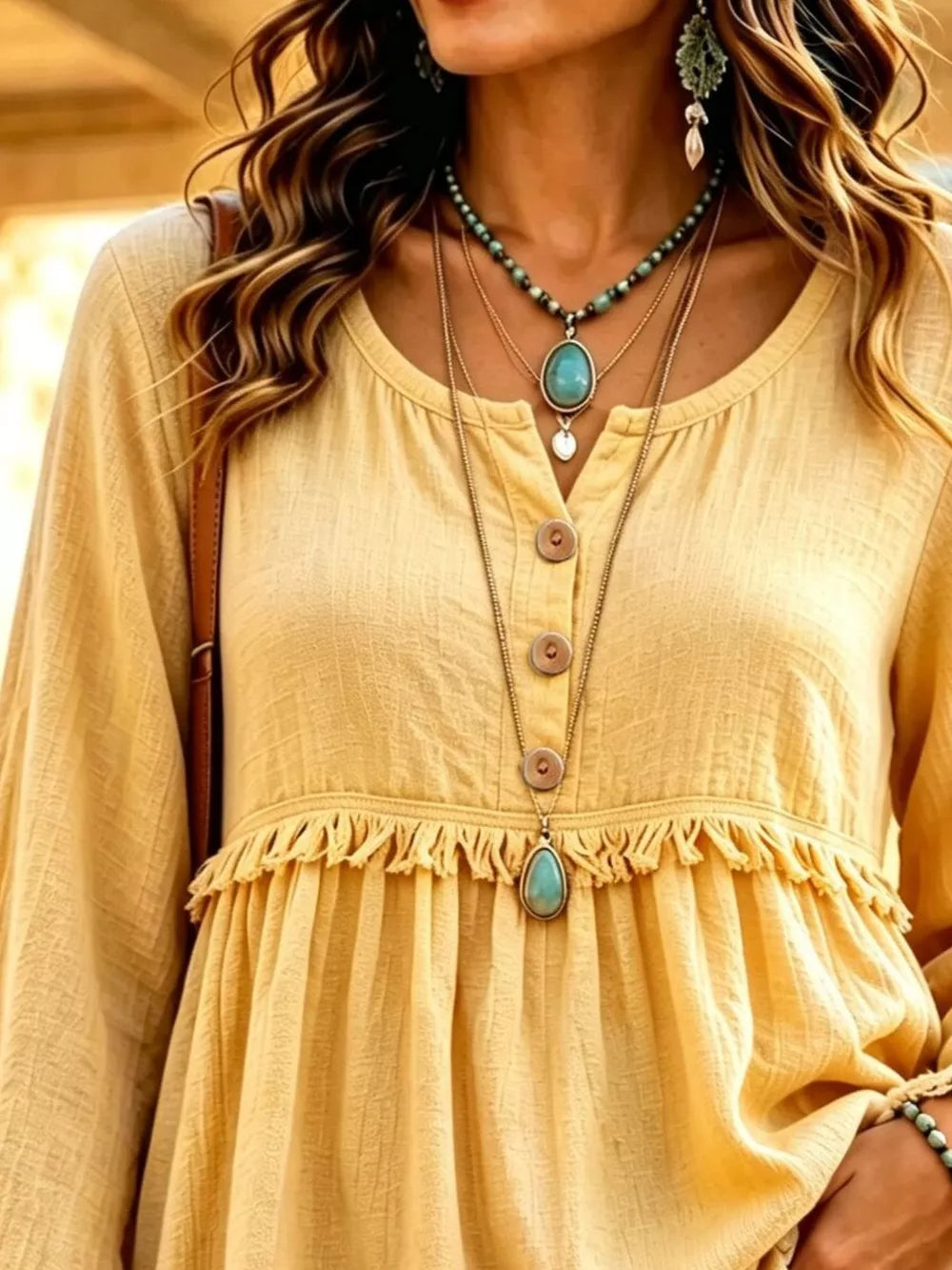 bohemian blouse in blush pink with round neck