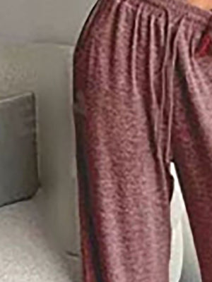 Button Detail Long Sleeve Top And Wide-Leg Pants Set in Dark Gray with buttoned