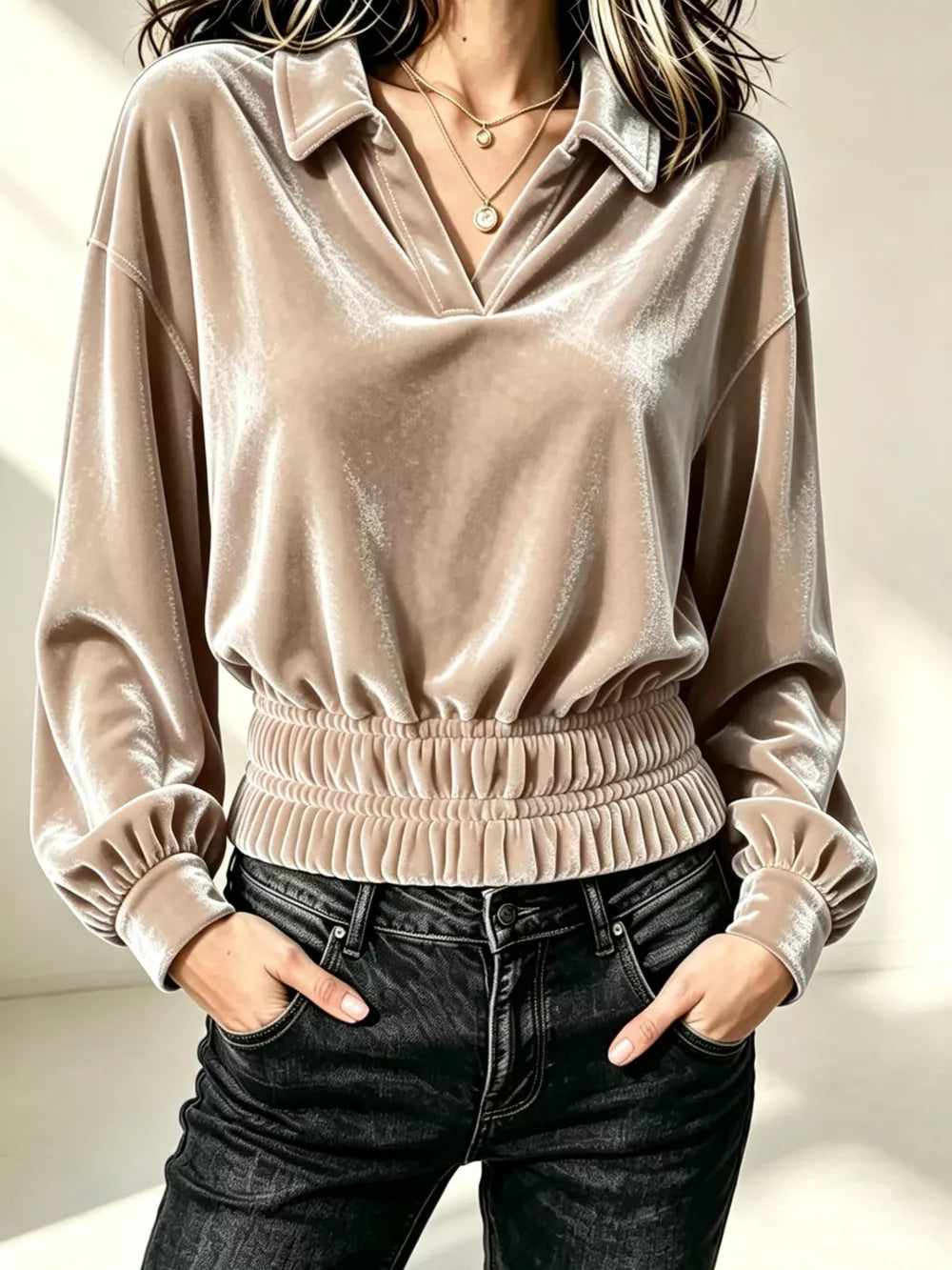 100% polyester Care instructions: Machine wash cold blouse in Apricot with relaxed silhouette