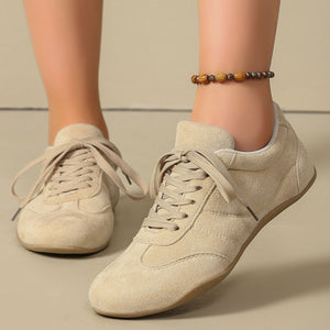Polyester Round Toe Lace Up Sneakers in Red with round toe
