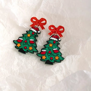 Red earrings with drop and hook-and-eye