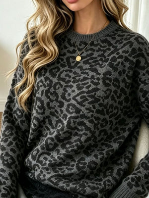 Khaki Color loose pullover sweater with crew neck