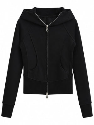 athleisure zip hoodie in ivory with hooded