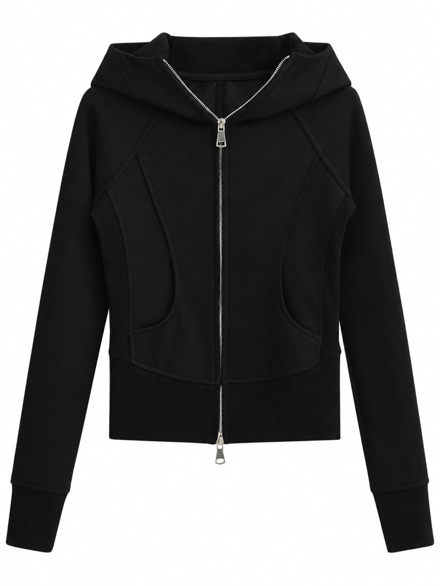 athleisure zip hoodie in ivory with hooded