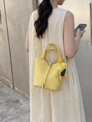 Gold with Adjustable Strap Bucket Bag